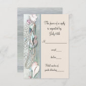 Seashell Pearls Elegant Beach Wedding RSVP (Devant / Derrière)