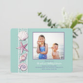 Seashell Photo Invitation Kaart (Staand voorkant)