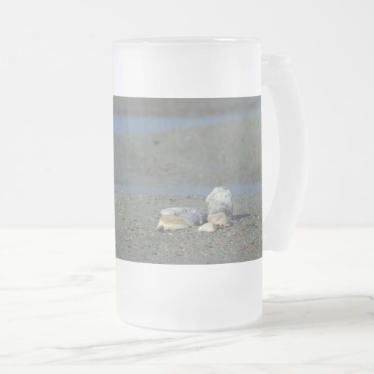 Seashell Pile Frosted Glass Beer Mok (Voorkant rechts)