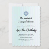 Seashell Preppy Blue Stripe Summer I turned Eleven Kaart (Voorkant)