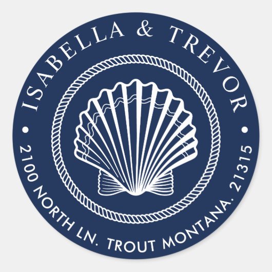 Seashell | Retouradres Ronde Sticker (Voorkant)
