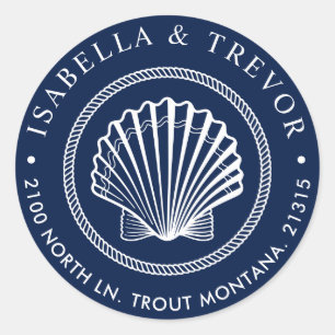  Seashell   Retouradres Ronde Sticker