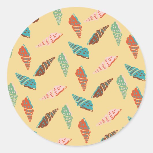Seashell Ronde Sticker (Voorkant)