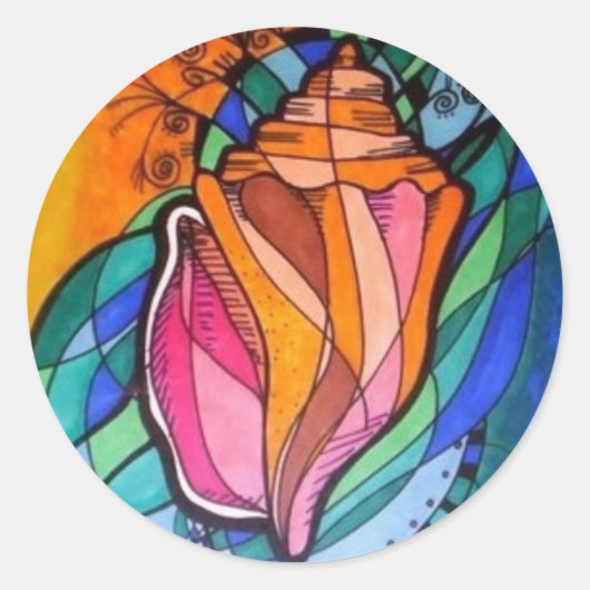 Seashell ronde stickers (Voorkant)