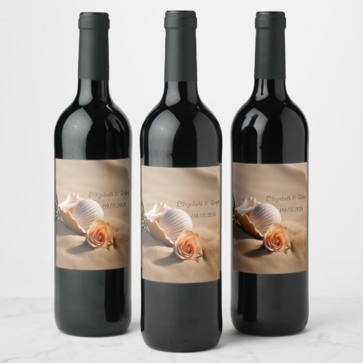 Seashell Roos Sand Wijn Etiket (Flessen)