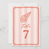 Seashell roze streep bruiloft kaart (Achterkant)