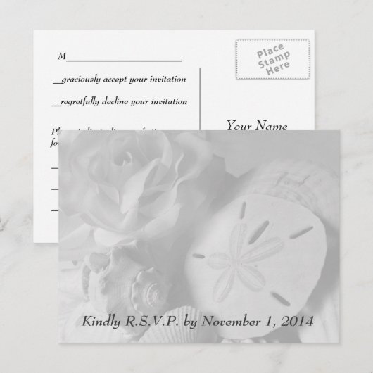Seashell RSVP-Briefkaarten Uitnodiging Briefkaart (Voorkant / Achterkant)