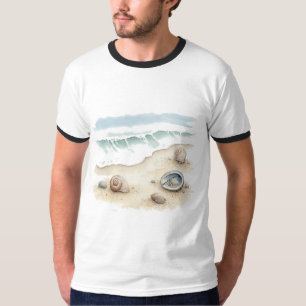 Seashell & Sand – Watercolor Beach Tot T-shirt voo