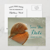 Seashell Save the Date Wedding Post Kaart (Voorkant / Achterkant)