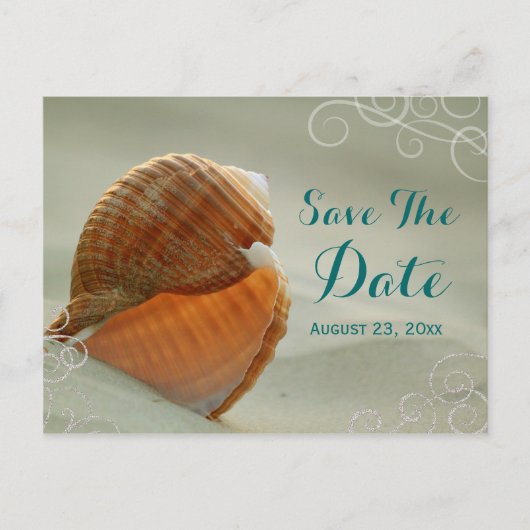 Seashell Save the Date Wedding Post Kaart (Voorkant)