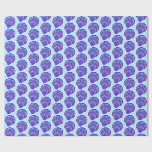 Seashell Scallops Zee Ocean Pattern BLue Paars Cadeaupapier (Vlak)