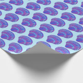 Seashell Scallops Zee Ocean Pattern BLue Paars Cadeaupapier (Hoek)