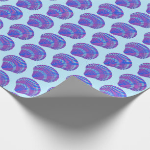 Seashell Scallops Zee Ocean Pattern BLue Paars Cadeaupapier