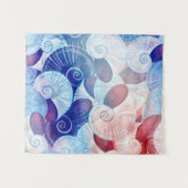 Seashell Scene Pattern Wandkleed (Voorkant (horizontaal))