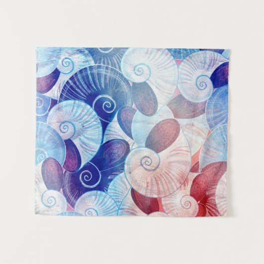 Seashell Scene Pattern Wandkleed (Voorkant (horizontaal))