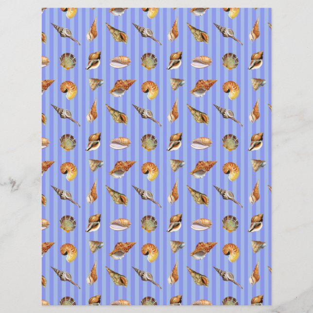  Seashell Scrapbook Paper Periwinkle Stripe (Voorkant)
