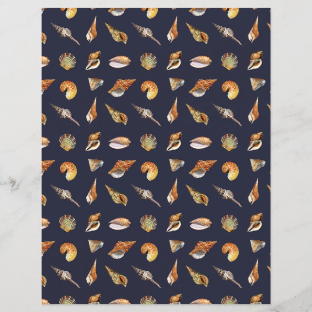  Seashell Scrapbook Papier Navy (Voorkant)