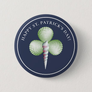 Seashell Shamrock St. Patrick's Day Button