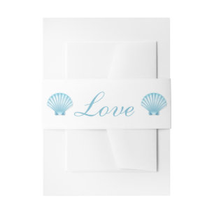 Seashell Shell Beach Nautisch Elegant Blauw Huweli Uitnodigingen Wikkel