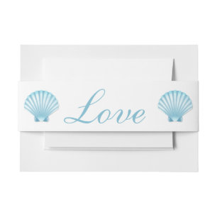Seashell Shell Beach Nautisch Elegant Blauw Huweli Uitnodigingen Wikkel