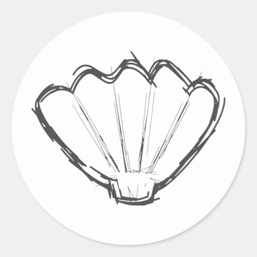 Seashell Sketch Ronde Sticker (Voorkant)