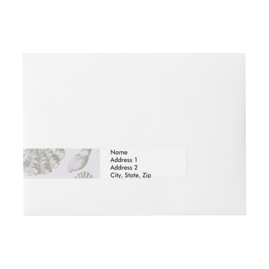 Seashell Soft Antiek Art Beach Shells Adreslabel Wikkel (Voorkant)