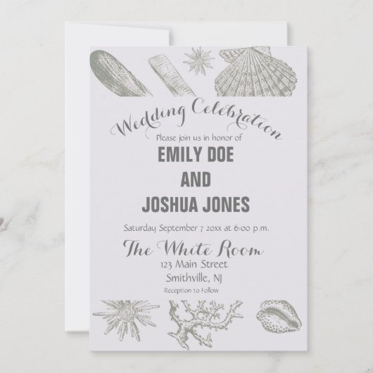 Seashell Soft Antiek Art Beach Shells Kaart (Voorkant)