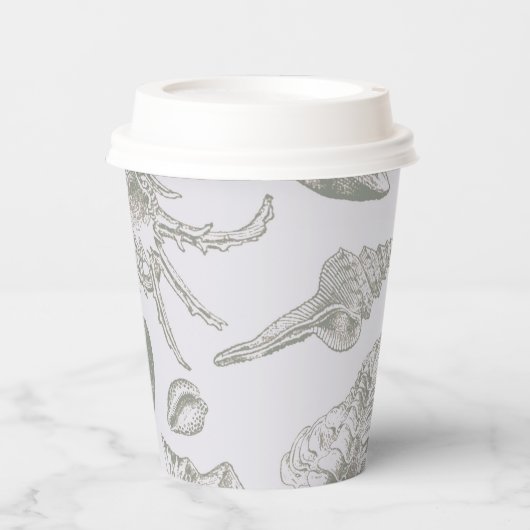 Seashell Soft Antiek Art Beach Shells Papieren Bekers (Voorkant)