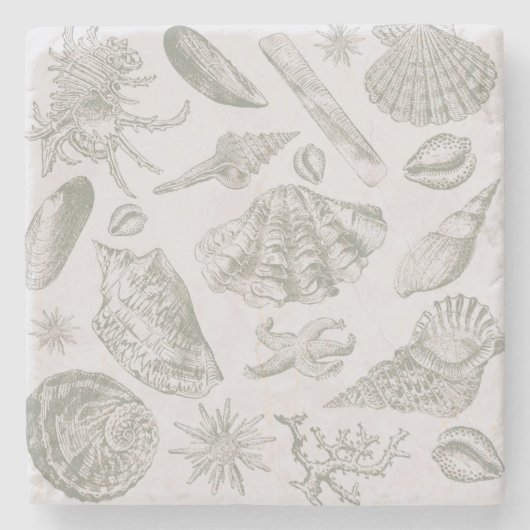 Seashell Soft Antiek Art Beach Shells Stenen Onderzetter (Voorkant)