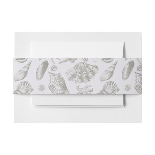 Seashell Soft Antiek Art Beach Shells Uitnodigingen Wikkel (Voorkant Voorbeeld)