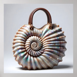 Seashell Spiraal Handtas – Nautische Mode Art Poster
