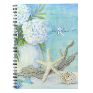 Seashell Starfish Beach Blue White Sea Shore Notitieboek