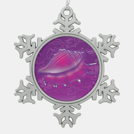 Seashell Tin Sneeuwvlok Ornament (Voorkant)