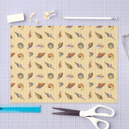  Seashell Tissue Paper Sand Stripe Tissuepapier (Craft)