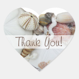 Seashell Treasures "Thank You" Heart Favoriet Labe Hart Sticker