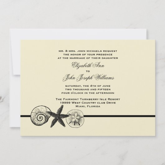 Seashell Treasures Wedding Invitation Kaart (Voorkant)