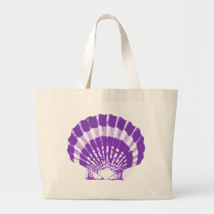 Seashell - violet en wit grote tote bag