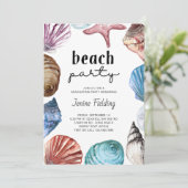 Seashell Waterverf Afstuderen Beach Party Kaart (Staand voorkant)