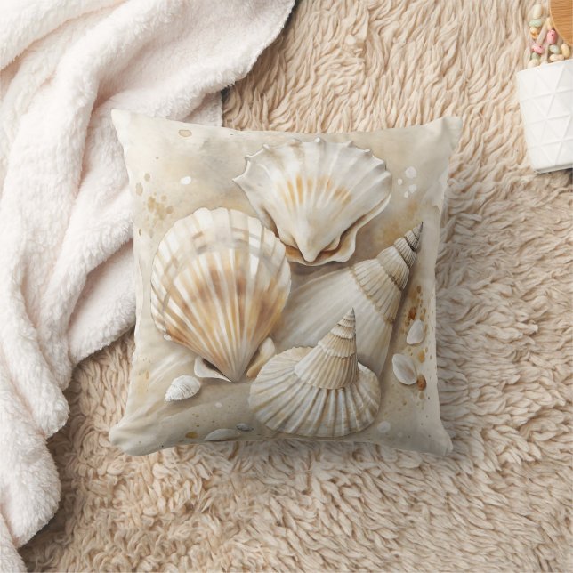 Seashell Waterverf Coastal Kussen (Deken)