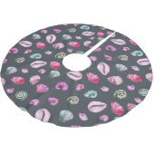 Seashell Waterverf: donkerblauw patroon Kerstboom Rok (Gekanteld)