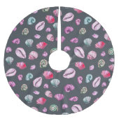 Seashell Waterverf: donkerblauw patroon Kerstboom Rok (Voorkant)