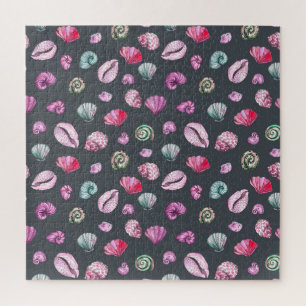 Seashell Waterverf: donkerblauw patroon Legpuzzel