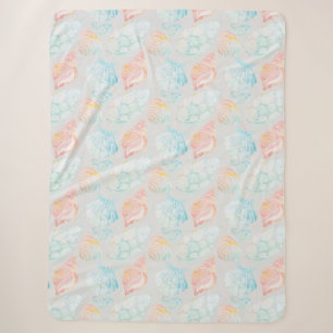 Seashell Waterverf Sherpa Blanket Deken