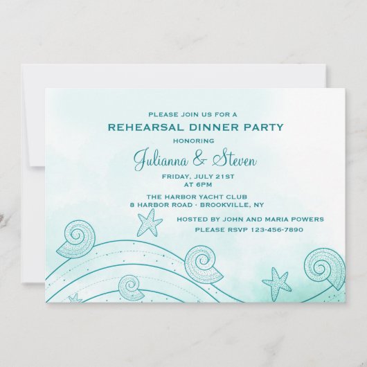 Seashell Wave Invitation Kaart (Voorkant)