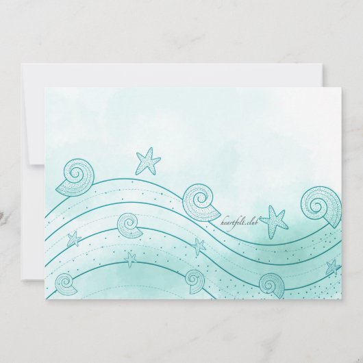 Seashell Wave Invitation Kaart (Achterkant)