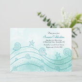 Seashell Wave Invitation Kaart (Staand voorkant)