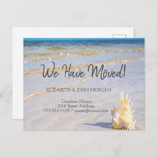 Seashell Waves Beach Moving Faire-part (Devant / Derrière)