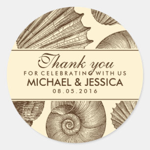 Seashell Wedding Favor Dank je Sticker