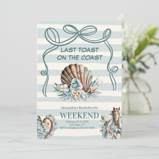 Seashell & Westerne Fusie Bachelorette Kaart (Staand voorkant)