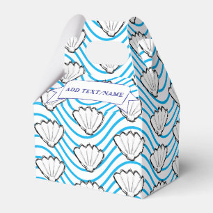 Seashell witte en blauwe golf patronen op maat bedankdoosjes